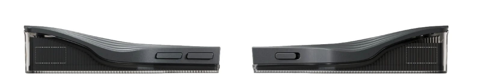 Two OPERA S INDIVIDUAL side views showing the designated engraving areas
