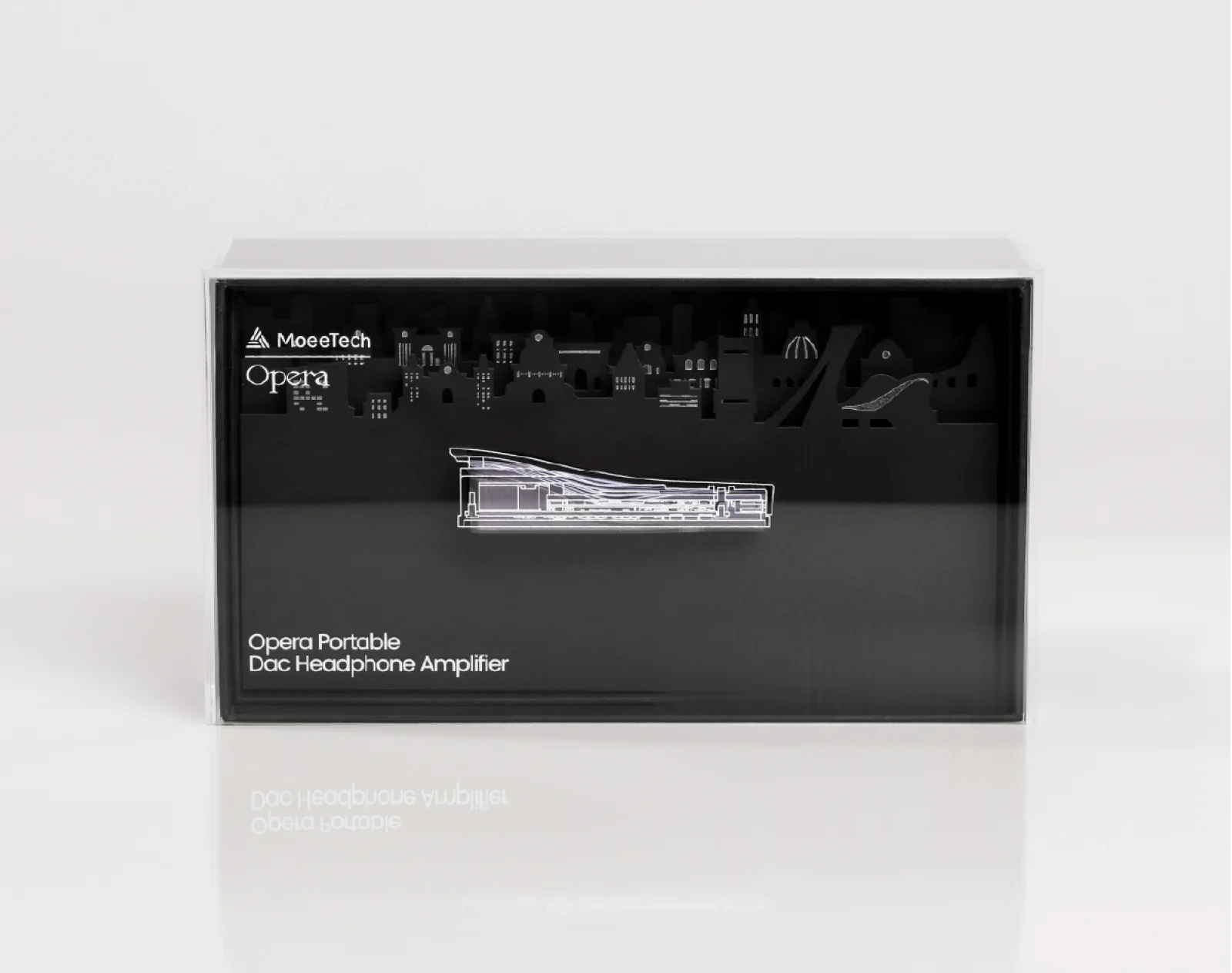 OPERA presentation box displaying the product silhouette and cityscape artwork