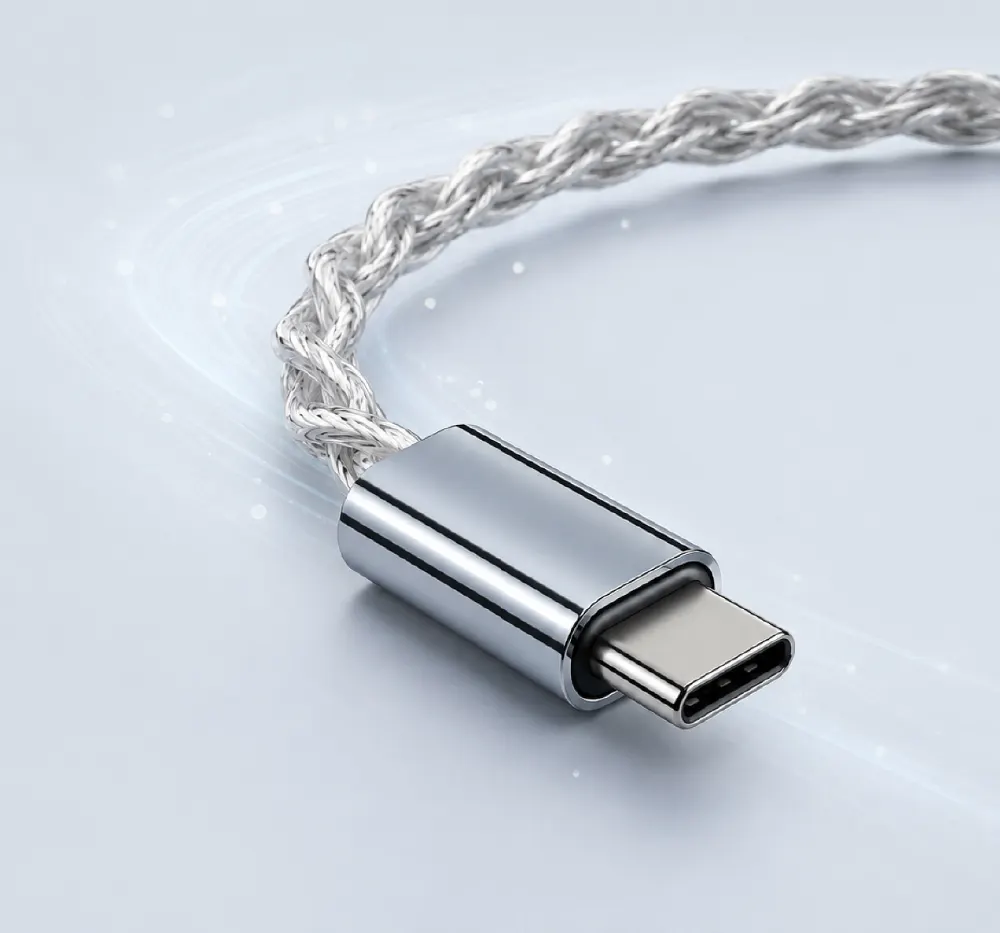 Braided USB-C cable and polished connector supplied for digital input